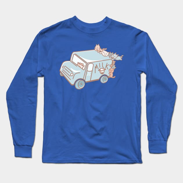 Kitty Cat Milk Truck Long Sleeve T-Shirt by sadsquatch